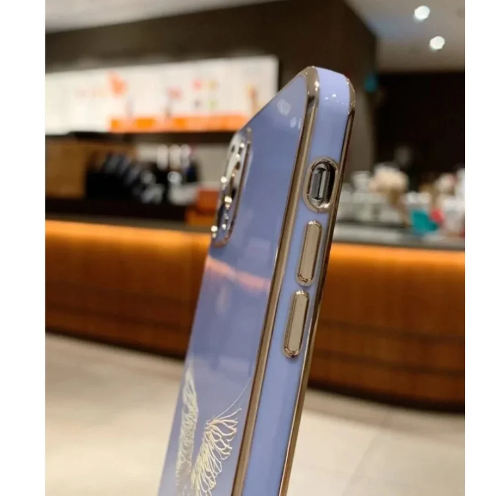 NEW iPhone 13/Pro/Max Luxury Electroplate Wings Soft iPhone case - Gray Blue